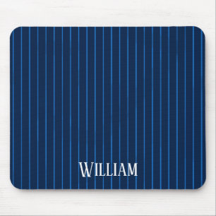 Personalised navy blue pinstripes mouse mat
