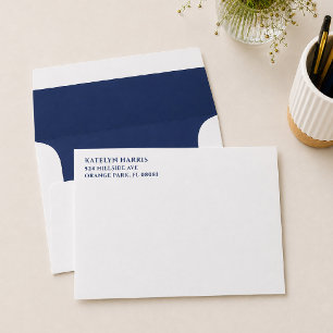 Personalised Navy Blue Return Address Envelope