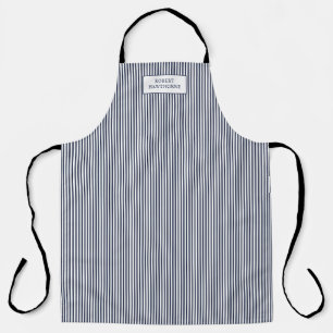 Personalised Navy Blue Stripe Classic Name Apron