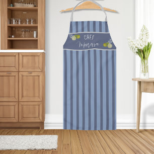 Personalised Navy Blue Striped Chef Apron