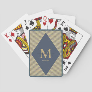 Personalised Navy Blue stripes Playing Cards