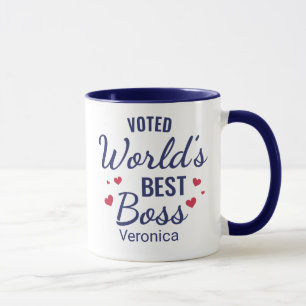 Personalised Navy Blue Voted World's Best Boss Mug
