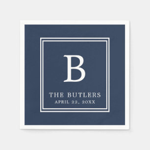 Personalised Navy Blue Wedding Paper Napkins