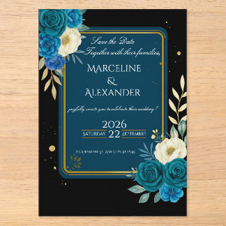 Personalised Navy & Blush Floral Invitation