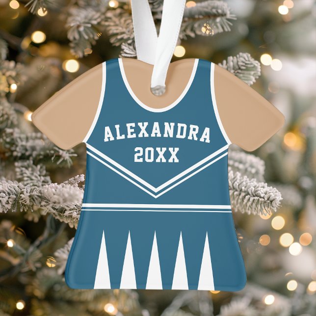 Personalised Navy Cheerleader Uniform Ornament (Creator Uploaded)