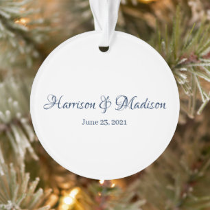 Personalised navy Custom Couple Name Christmas Ornament