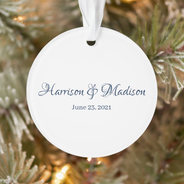 Personalised navy Custom Couple Name Christmas Ornament (Tree)