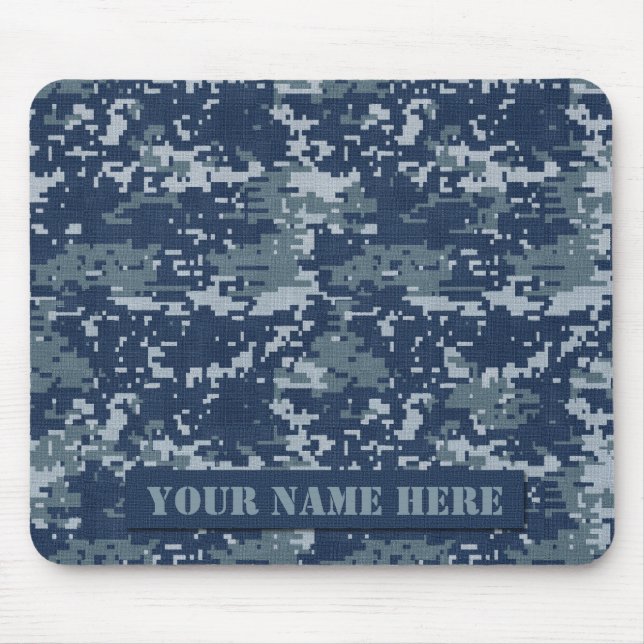 Personalised Navy Digital Camouflage Mousepad (Front)