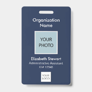 Personalised Navy Employee Photo ID and Logo Badge