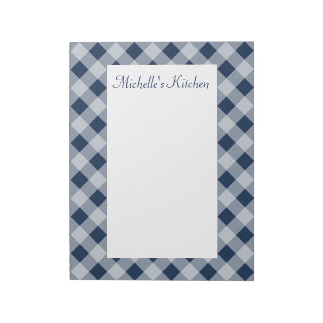 Personalised Navy Gingham Notepad (Rotated)