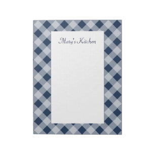Personalised Navy Gingham Notepad