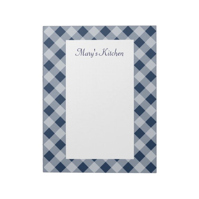 Personalised Navy Gingham Notepad (Rotated)