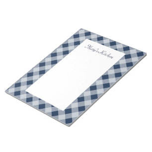 Personalised Navy Gingham Notepad