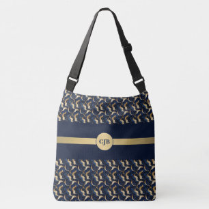 Personalised Navy & Gold Abstract Crossbody Bag
