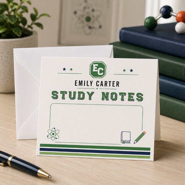 Personalised Navy Green Science School Cover Card (Personalized Navy Green Science School Cover Note Card
)