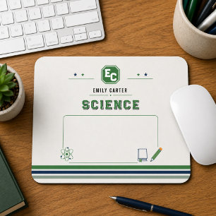 Personalised Navy Green Science School Cover Mouse Mat