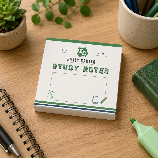 Personalised Navy Green Science School Cover Post-it Notes (Personalized Navy Green Science School Cover Post-it Notes
)