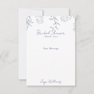 Personalised Navy Message Bridal Shower Thank you Card