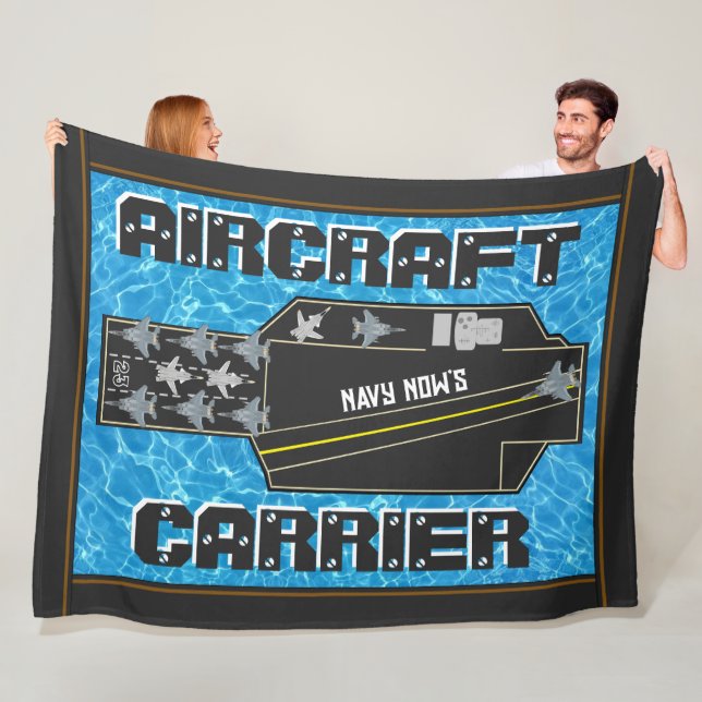 Personalised Navy Now's Aircraft Carrier Fleece Blanket (In Situ)