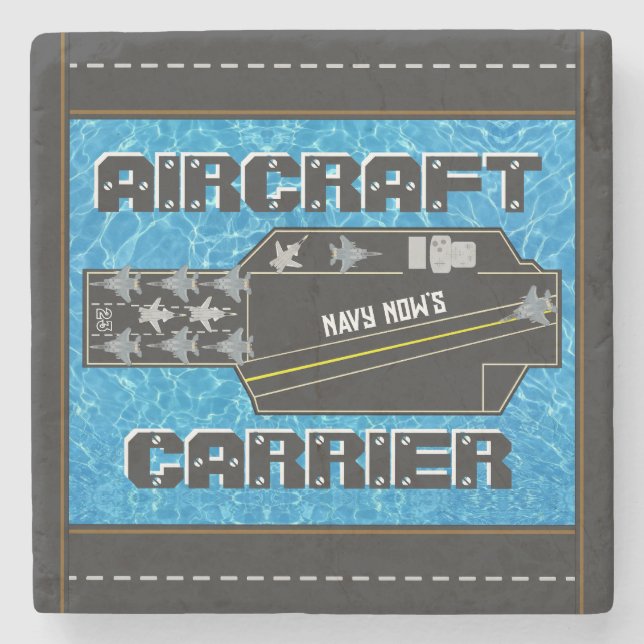 Personalised Navy Now's Aircraft Carrier Stone Coaster (Front)
