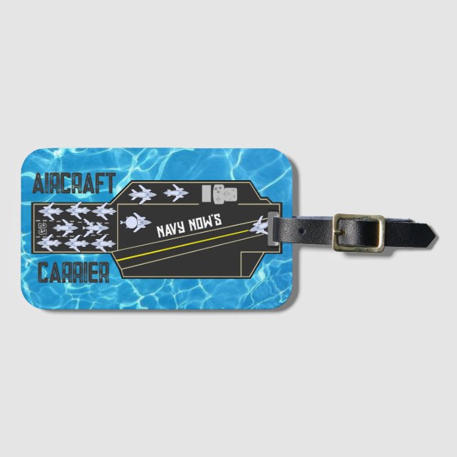 Personalised Navy Now's Aircraft Carrier Striker Luggage Tag (Front Horizontal)