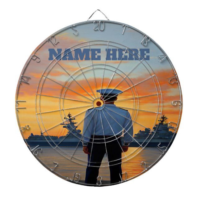 Personalised Navy Sailor Dartboard (Front)