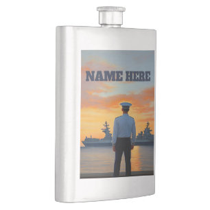 Personalised Navy Sailor Flask