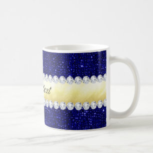 Personalised Navy Sequins, Gold, Diamonds Coffee Mug