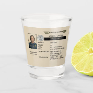 Personalised Navy Service Record Gift Shot Glass