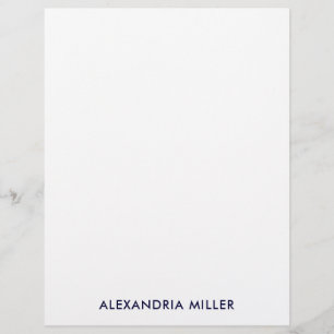 Personalised Navy White Minimalist Stationery Custom Letterhead