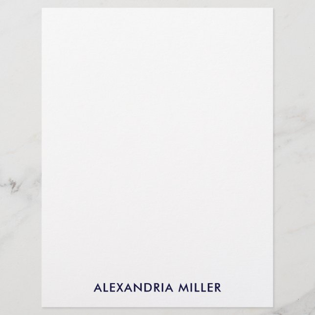 Personalised Navy White Minimalist Stationery Custom Letterhead (Front)