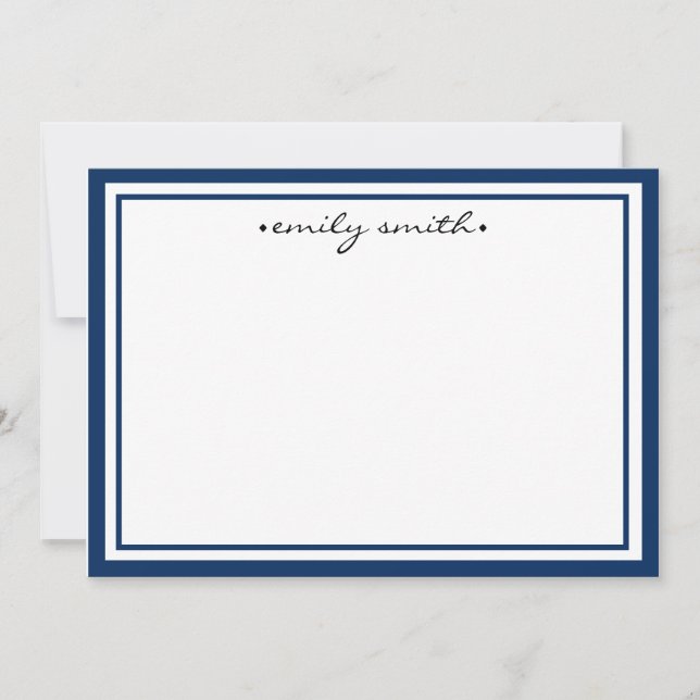 Personalised Navy & White Stationery Flat Card (Front)
