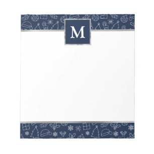Personalised Navy with Silver Accents Christmas Notepad