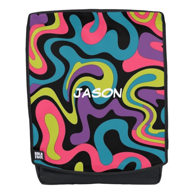 Personalised Neon Abstract Pattern — Retro Design Backpack (Front)
