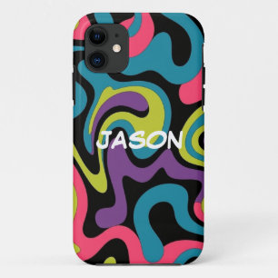 Personalised Neon Abstract Pattern — Retro Design iPhone 11 Case
