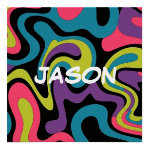 Personalised Neon Abstract Pattern — Retro Design Poster