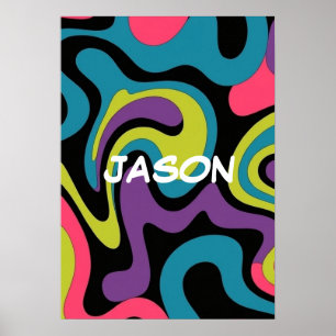 Personalised Neon Abstract Pattern — Retro Design Poster
