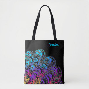 Personalised Neon Colours on Black Tote Bag