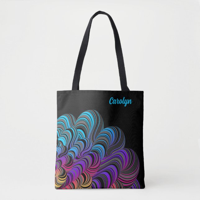 Personalised Neon Colours on Black Tote Bag (Front)
