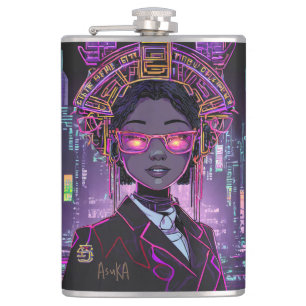 Personalised Neon Future Cyberpunk ID1028 Hip Flask