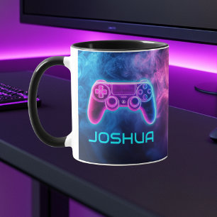 Personalised Neon Gaming Controller Mug for Gamers