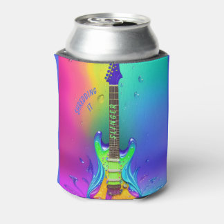 Personalised Neon Guitar, Psychedelic Can Cooler