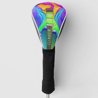 Personalised Neon Guitar Psychedelic Vintage Golf Head Cover