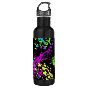 Personalised Neon Paint Splatter Colourful Water 710 Ml Water Bottle