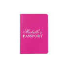 Personalised neon pink solid colour passport holde