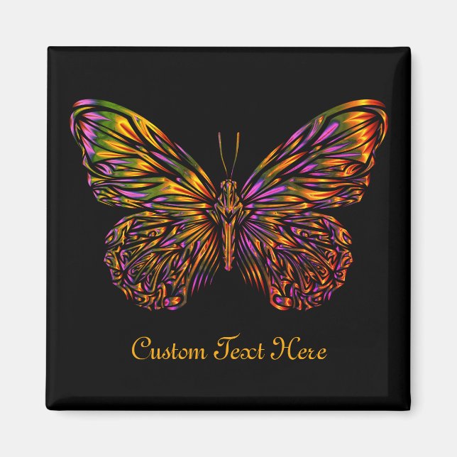 Personalised Neon Rainbow Butterfly Magnet (Front)