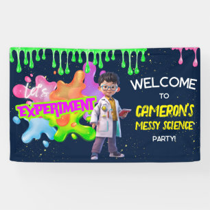 Personalised Neon Science STEM Experiment Party Banner