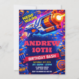 Personalised Nerf Birthday for kids Invitation