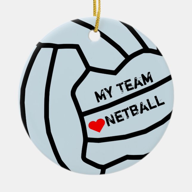 Personalised Netball Ball Design Ceramic Tree Decoration (Front)