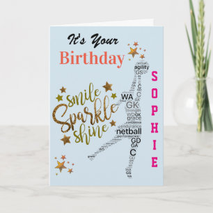 Personalised Netball Birthday Greeting Card